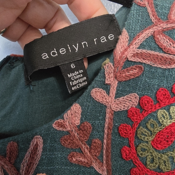 Adelyn Rae x Anthropologie Needlepoint Garden Dress Green Size 6 - Picture 8 of 14